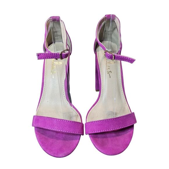 Lulus Heels Women Size 5.5 Fuchsia Pink Chunky Strappy Party Open Toe Glam Party - Picture 2 of 7